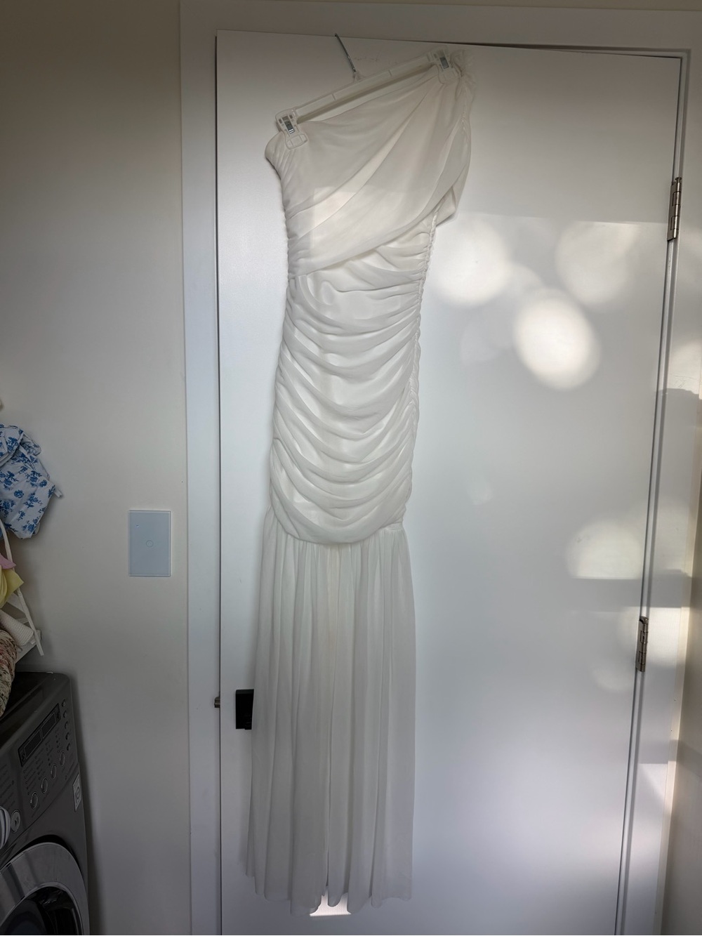 Elegant One-Shoulder White Evening Gown